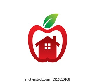 Apple House Logo Template, Icon, Symbol - Vector