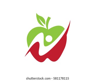 Apple with Human character logo sign