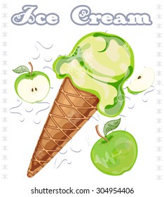 Apple ice cream, vector illustration