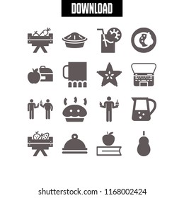 apple icon. 16 apple vector set. food, pie, book and apple and juice icons for web and design about apple theme