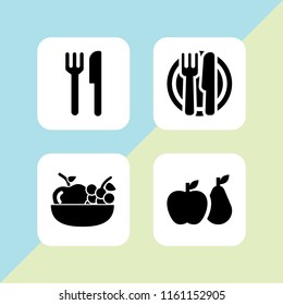 apple icon. 4 apple set with food, lunch and fruit vector icons for web and mobile app