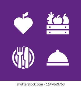 apple icon. 4 apple set with fruit, lunch and food vector icons for web and mobile app