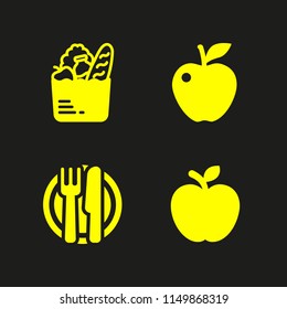 apple icon. 4 apple set with fruit, food and lunch vector icons for web and mobile app