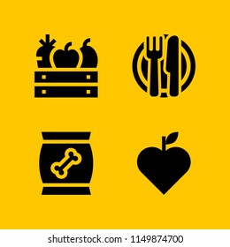 apple icon. 4 apple set with fruit, lunch and snack vector icons for web and mobile app