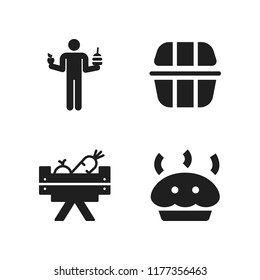 apple icon. 4 apple vector icons set. pie, vegetables and diet icons for web and design about apple theme