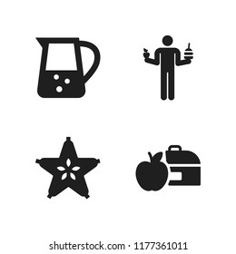 apple icon. 4 apple vector icons set. jar, carambola and diet icons for web and design about apple theme