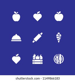 apple icon. 9 apple set with food, lunch and fruit vector icons for web and mobile app