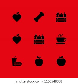 apple icon. 9 apple set with food, snack and fruit vector icons for web and mobile app