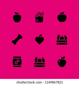 apple icon. 9 apple set with fruit, food and snack vector icons for web and mobile app