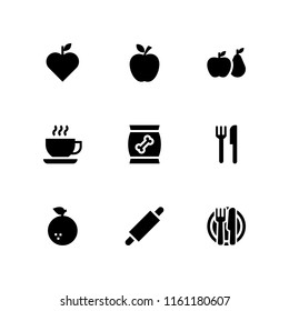 apple icon. 9 apple set with lunch, snack, fruit and food vector icons for web and mobile app
