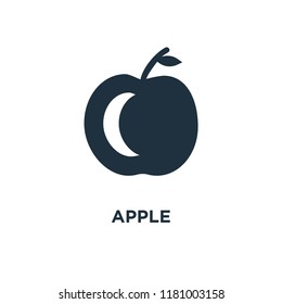 Apple icon. Black filled vector illustration. Apple symbol on white background. Can be used in web and mobile.