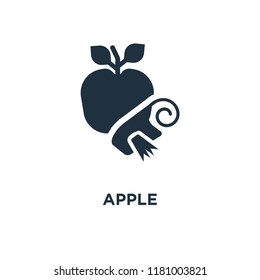 Apple icon. Black filled vector illustration. Apple symbol on white background. Can be used in web and mobile.