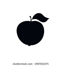 Apple icon. The black. Isolated on a white background. Silhouette. Fruits.