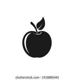 Apple icon, black silhouette of fresh natural fruit. Vector illustration.