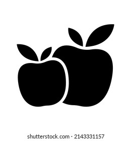 Apple icon. Black silhouette. Front side view. Vector simple flat graphic illustration. Isolated object on a white background. Isolate.