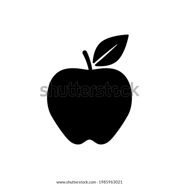 Apple Icon Black Silhouette Vector Illustration Stock Vector (Royalty ...