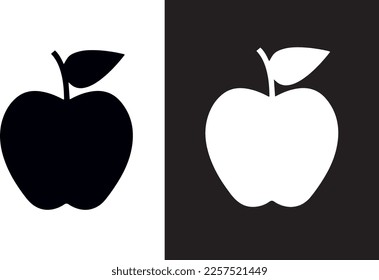 icono de manzana fondo blanco y negro