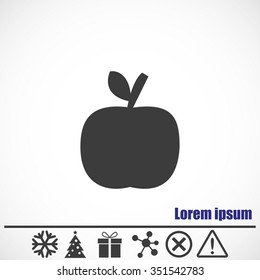 Apple icon .Bonus icons: snowflake, Christmas tree,gift,molecule,delete icon and Hazard warning attention sign.