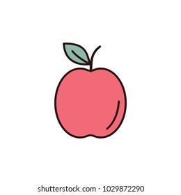 Apple icon in cartoon style. Vector illustration with Apple isolated on white background. cartoon fruit object for web