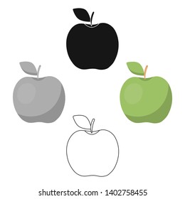 Apple icon cartoon,black. Singe fruit icon.