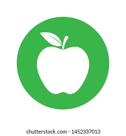 Apple icon. Apple in the circle sign isolated on white background. Symbol apple with leaf. Vector illustration