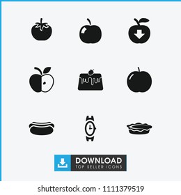 Apple icon. collection of 9 apple filled icons such as wrist watch. editable apple icons for web and mobile.
