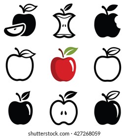 Apple Icon Collection - Vector Outline And Silhouette