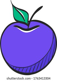 Apple icon in color drawing. Food fruit healthy lifestyle diet sweet school snack