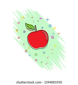 Apple icon. Comic book style icon with splash effect. flat style. Isolated on white background.