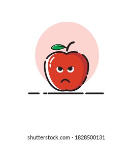 Apple icon cute vector illustration angry expression