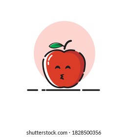 Apple icon cute vector illustration kiss expression