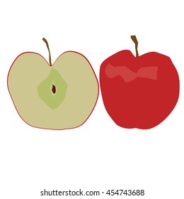 Apple icon design. Half of fruit. Vector illustration