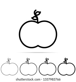 Apple icon in different shapes, thickness. Simple thin line, outline vector of education icons for UI and UX, website or mobile application
