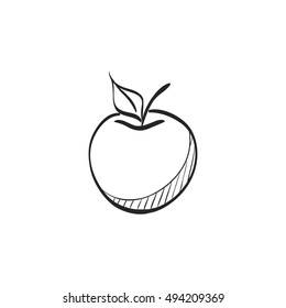Apple icon in doodle sketch lines. Food fruit healthy lifestyle diet sweet school snack