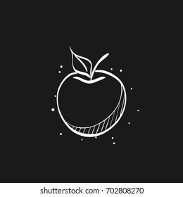 Apple icon in doodle sketch lines. Food fruit healthy lifestyle diet sweet school snack