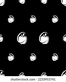 Apple Icon, Edible Fruit Icon Seamless Pattern, Food Icon Vector Art Illustration