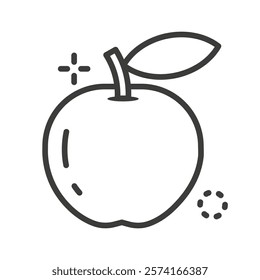 Apple icon with editable stroke to any thickness no color. Vector illustration.