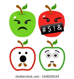 Apple icon emoticon cute flat style isolated on a white background
