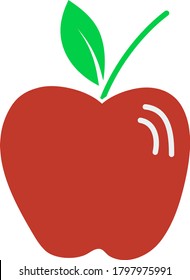 Apple Icon. Flat Color Design. Vector Illustration.