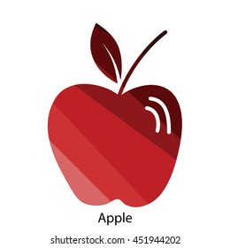 Apple icon. Flat color design. Vector illustration.