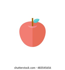 Apple icon in flat color style. Food fruit healthy lifestyle diet sweet school snack
