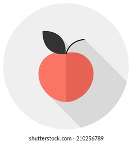 Apple icon. Flat design style modern vector illustration. Isolated on stylish color background. Flat long shadow icon. Elements in flat design.