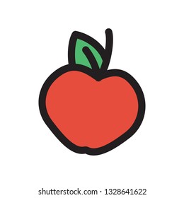 apple icon in flat style isolated vector illustration on white transparent background
