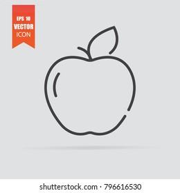 Apple icon in flat style isolated on grey background. For your design, logo. Vector illustration.