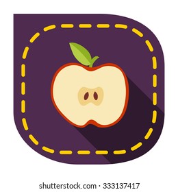 Apple Icon, Flat style with long shadow