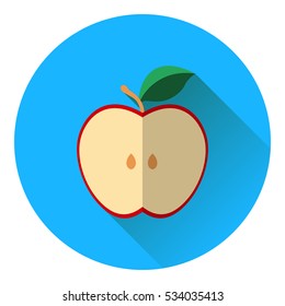 Apple icon. Flat style with long shadow.