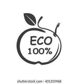 Apple icon. Flat vector illustration in black on white background.
