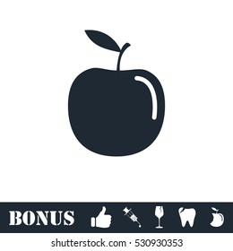 Apple icon flat. Vector illustration symbol and bonus pictogram