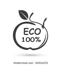 Apple icon. Flat vector illustration in black on white background. EPS 10