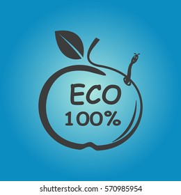 Apple icon. Flat vector illustration in black on white background. EPS 10